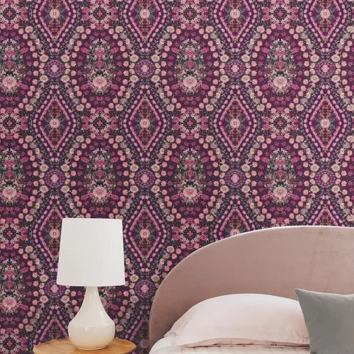 Vista 2 de Mr. Kate Papel tapiz de flores secas Kaleidoscope Peel and Stick, RMK12320RL, rosa, morado