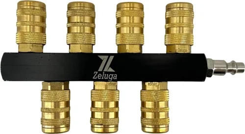 Vista 7 de Zeluga 22-161 Colector de aire de 3 vías con acoplador de conexión rápida NPT de 1/4 pulgadas, divisor de aire neumático industrial, conector