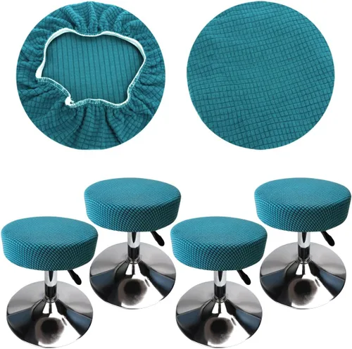 Vista 18 de Funda de taburete redonda de 12 a 16 pulgadas, fundas de asiento redondas para taburetes de bar, tela de lujo elástica, lavable de jacquard a prueba