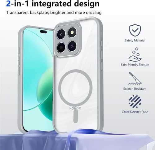 Vista 305 de Funda magnética transparente compatible con Xiaomi 17T, color negro 2 en 1 PC + TPU cubierta de teléfono a prueba de golpes, carcasa protectora