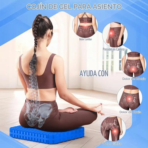 Vista 6 de TushGuard Cojín de asiento de gel para estar sentado durante mucho tiempo Negro y azul