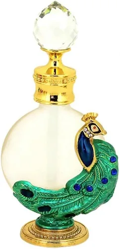 Vista 13 de 1 botella de perfume de metal antiguo de 3/0.5 fl oz de estilo árabe aceites esenciales con gotero (color : B 0.5 fl oz)