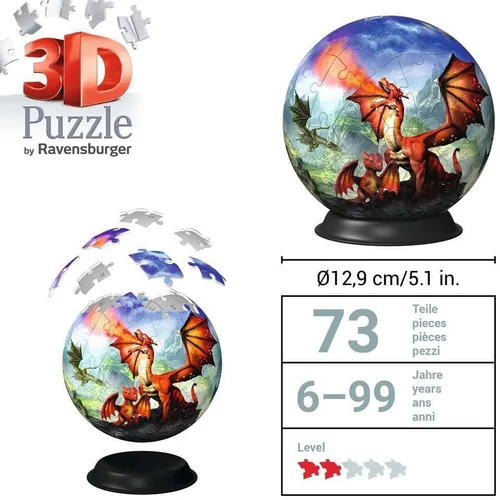 Vista 5 de Ravensburger Rompecabezas 3D 11565 Dragón místico de 72 piezas para adultos y niños a partir de 6 años