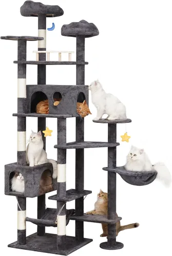 Vista 10 de Meecal Árbol de gato resistente de 79 pulgadas para gatos de interior y adulto, torre gigante alta para gatos con poste rascador, perchas grandes