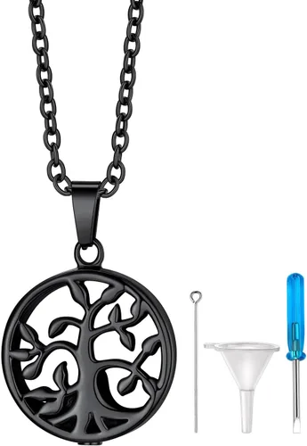 Vista 30 de Richsteel Collares de urna para cenizas para mujeres y hombres, collar con colgante de cremación para cenizas, joyería conmemorativa de acero