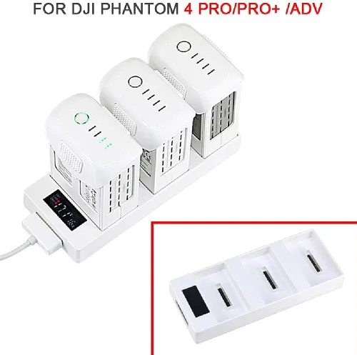 Vista 3 de 1* 3-Port Cargador de batería de carga rápida Base Adaptador de base para DJI Phantom 4 Pro/Adv/Pro+