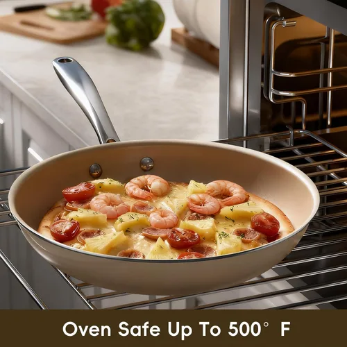 Vista 5 de Sartenes antiadherentes de cerámica para huevos, sartén antiadherente, sartén de cocina de 8 pulgadas, no tóxico, apto para inducción, utensilios