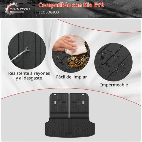 Vista 4 de alfombra de carga para maletero, protector de cubierta de asiento trasero de elastómero termoplástico (alfombra de maletero con alfombra de respaldo)