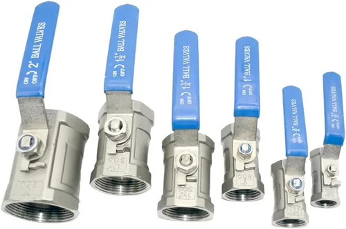 Vista 6 de VARMHUS Válvula de bola 304 de acero inoxidable de 1 pulgada, 1 pieza tipo NPT hembra roscada con mango de aislamiento de vinilo azul resistente