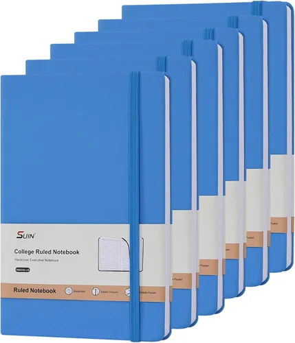 Vista 8 de SUIN Cuadernos de diario de tapa dura, cuadernos de diario rayados A5 para escribir de 200 páginas, 8.2 x 5.5 pulgadas, cuadernos clásicos rayados