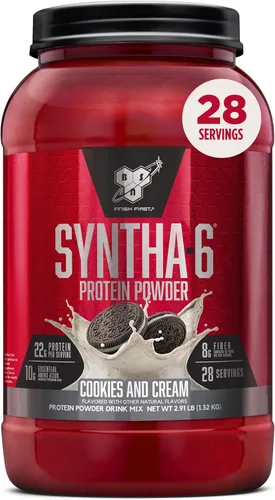 Vista 16 de BSN SYNTHA-6 - Proteína de suero en polvo, crema de piedra fría, sabor Remix de pastel de cumpleaños, caseína micelar, polvo aislado de proteína