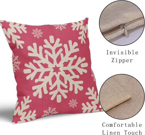 Vista 13 de Fundas de almohada decorativas de Navidad negras 40x40 cm con copos de nieve blancos de Navidad, juego de 2, temática rústica de invierno