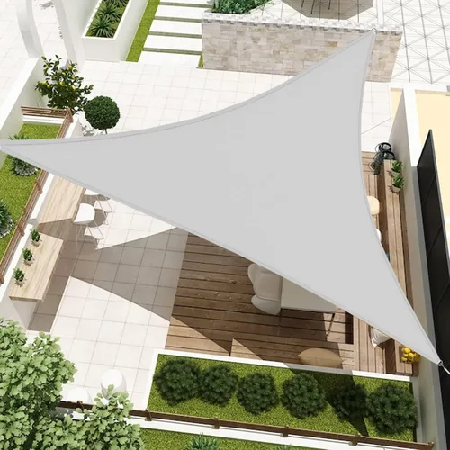 Vista 8 de Toldo tipo vela de 12 x 12 x 12 pies, impermeable, triángulo equilátero, resistente, con bloqueo UV, para patio, patio trasero, césped, jardín Beige