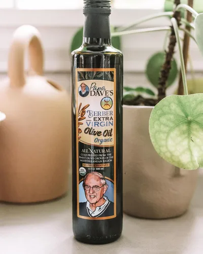 Vista 5 de Papa Dave's Aceite de oliva virgen extra orgánico certificado por USDA, contiene polifenol primero prensado en frío, aceite de oliva rico