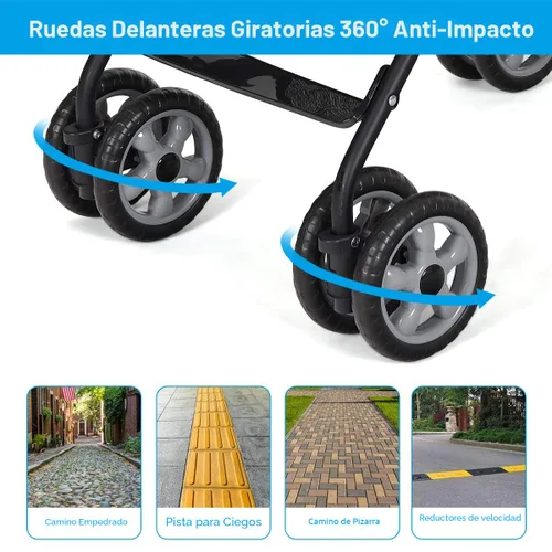 Vista 6 de HONEY JOY Cochecito ligero para bebé, cochecito de viaje compacto para avión, respaldo y toldo ajustables, arnés de 5 puntos, soporte para vasos