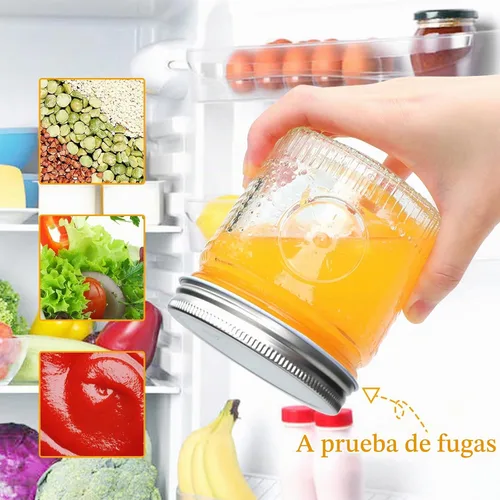 Vista 3 de Tarros de vidrio de 16 onzas con tapas, paquete de 12 tarros Mason