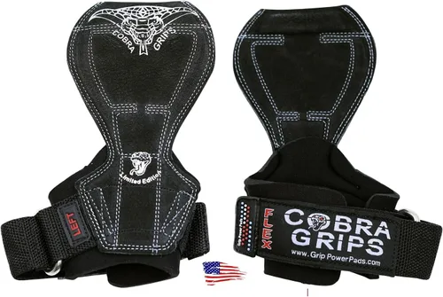 Vista 2 de Cobra Grips Flex Model Weight Lifting Gloves Heavy Duty Straps Alternative Power Lifting Hooks for Deadlifts with Padded Wrist Wrap Support