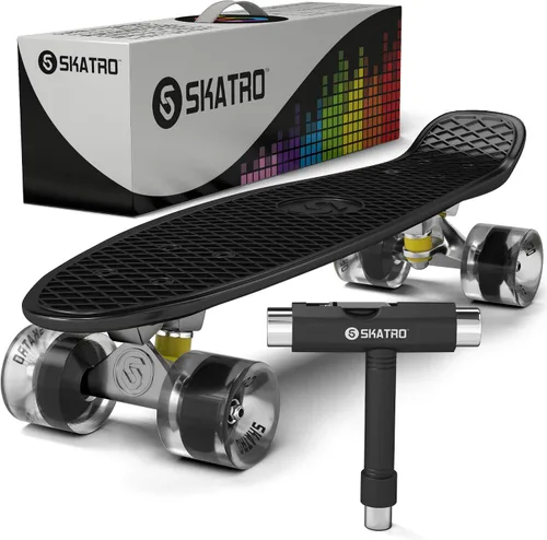Vista 24 de Skatro - Monopatín modelo mini cruiser. Tablero de plástico de estilo retro de 22 x 6 pulgadas.Viene completo.