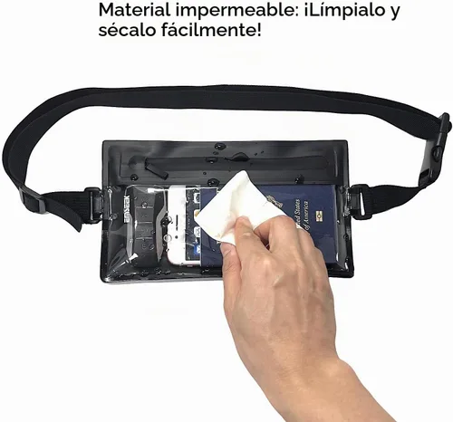 Vista 7 de Cangurera pequeña para viaje, resistente al agua Negro