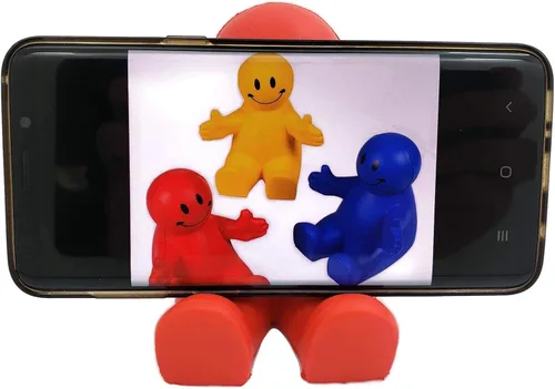 Vista 5 de Zugar Land Soportes para teléfono de 4 pulgadas con diseño de cara sonriente exprimible (paquete de 3) accesorios de escritorio para aliviar