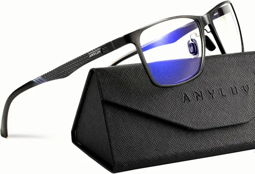 Vista 51 de ANYLUV Blue Light Glasses Men, Relieve Eyestrain and Eye Protection, Al-Mg Metal Computer Blue Light Blocking Glasses