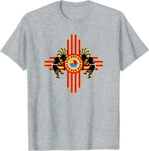 Vista 32 de Native American Kokopelli Kachina Zia Symbol 2 - Camiseta divertida para fanáticos, Negro