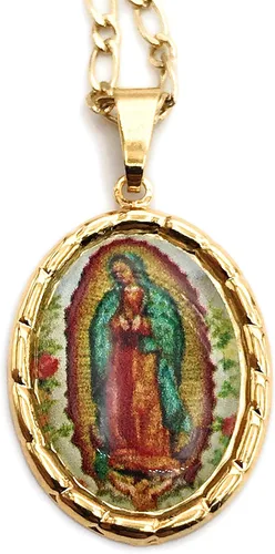 Vista 3 de LESLIE BOULES Virgen de Guadalupe - Collar con medalla de 175 pulgadas de largo cadena chapada en oro Metal