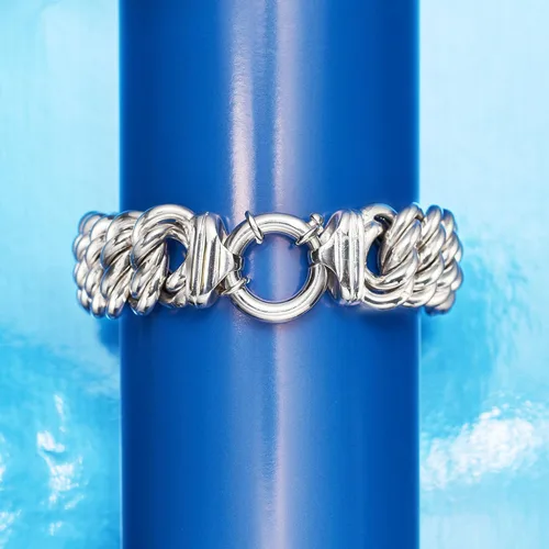 Vista 4 de Ross-Simons Italian Sterling Silver Double Braid-Link Bracelet