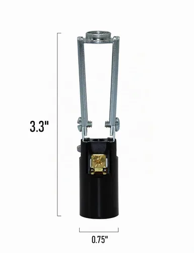 Vista 2 de Creative Hobbies 10026 - Candelabro E-12 de altura ajustable de 3.75 a 5 pulgadas con aislante de cartón y 1/8 IP roscado Hickey, 75W-125V, paquete