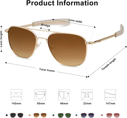 Vista 3 de SOJOS Gafas de sol polarizadas cuadradas pequeñas de aviador para mujeres y hombres, clásicas de doble puente aviadores SJ1179