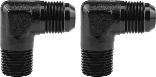 Vista 15 de EVIL ENERGY 3AN macho acampanado a 1/4" NPT tubo adaptador de ajuste de 90 grados aluminio negro 2 piezas