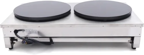Vista 9 de Máquina de panqueques antiadherente comercial de 2 quemadores para hacer crepé, estufa de mesa 3.4KW, 110V sartén automática para panqueques