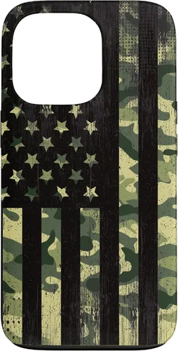 Vista 10 de iPhone 16 American Flag Camo Camouflage Black Patriotic Pride Case