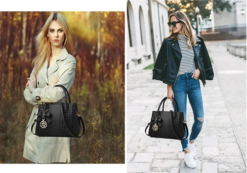 Vista 2 de Bolsos de mano para mujer de piel sintética de PU, bolso de hombro