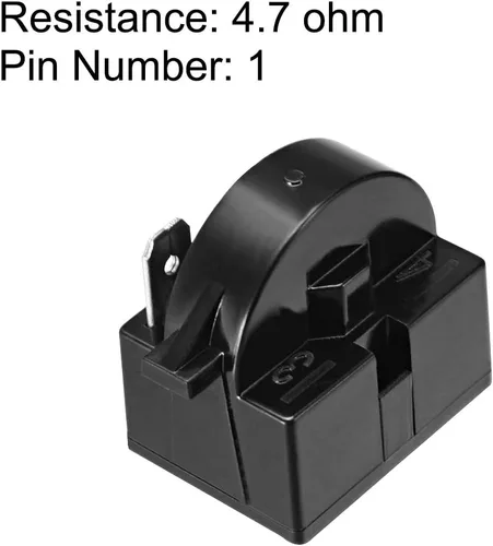 Vista 2 de uxcell Relé de arranque de refrigerador de 4,7 ohmios y 1 pin para compresor negro