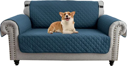 Vista 45 de UNBBRRL Funda de sofá reversible para perros y gatos, funda impermeable para muebles para mascotas y niños, protector de sofá con correas elásticas