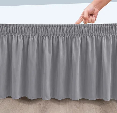 Vista 69 de Biscaynebay Faldas de cama envolventes con esquinas divididas para camas Twin/Twin XL de 15 pulgadas de caída, volantes de polvo elásticos Negro