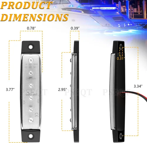 Vista 6 de PSEQT Luces LED de navegación para barco, interior marino, tira de luz de cortesía, cubierta de popa, iluminación de cabina de 3.8 pulgadas, 6 LED