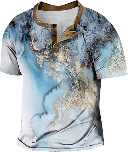 Vista 4 de Men's Shirt Loose Comfortable Tees Super Light Short Sleeve T Shirt Summer Casual Tops Button Down V Neck Blouse