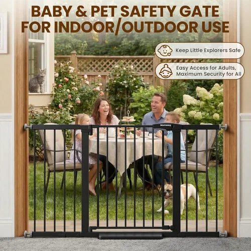 Vista 7 de Mumeasy Puerta de bebé extra ancha de 29.7-57 pulgadas para puertas, puerta de perro de cierre automático para interiores para escaleras, puerta