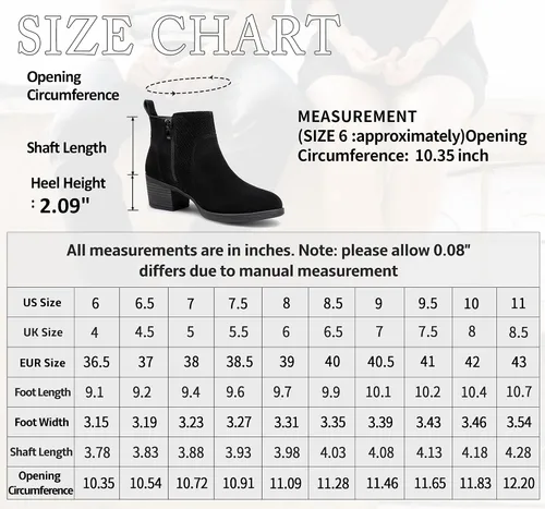 Vista 4 de Vepose Botines de cuero de gamuza para mujer, botines de moda con cremallera interior para mujer