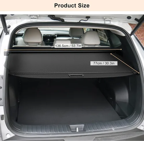 Vista 8 de Octomo Funda de carga retráctil para Hyundai Tucson 2021-2025 (gas e híbrido), cubierta de seguridad para maletero, color negro, compatible