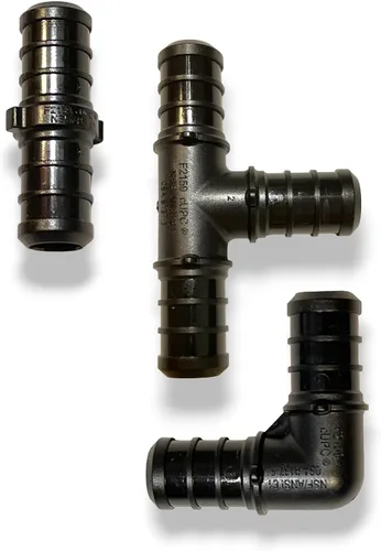Vista 2 de PEX - Paquete de 60 camisetas, acoplamientos y codos de 1/2 pulgada, accesorios de polietileno PPSU Crimp Pex (F2159) con codos (20 unidades)