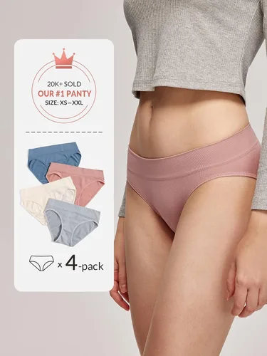 Vista 6 de SHENHE Ropa interior acanalada de 4 piezas para mujer, de tiro bajo, calzones hipster