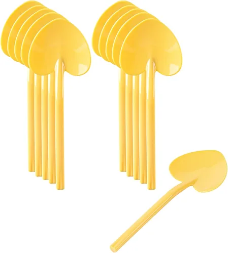 Vista 2 de Restaurantware Cucharas de postre de 3.5 pulgadas x 1.3 pulgadas, 100 mini cucharas desechables – Cucharas de degustación de plástico amarillo bebé