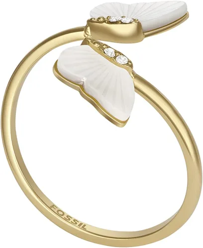Vista 3 de Fossil Anillo de acero inoxidable chapado para mujer