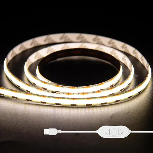 Vista 8 de Tira de luces LED COB USB 5V 3.28ft/1M, Blanco natural 4000K Tira de cinta LED COB regulable alimentada por USB de alta densidad, cinta LED flexible