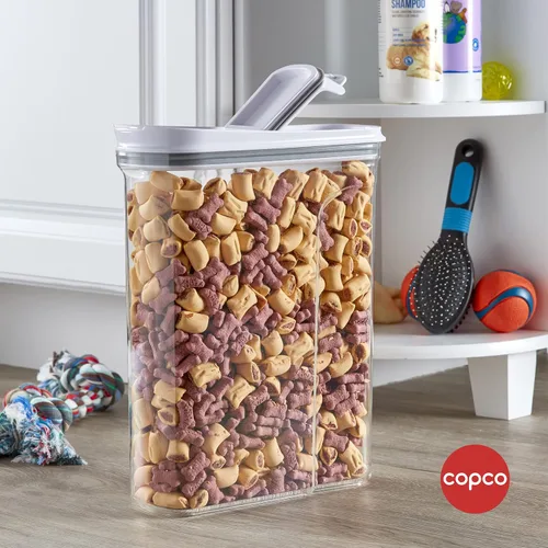 Vista 5 de Copco Contenedor transparente de almacenamiento de cereales de 4.75 cuartos de galón, tapa abatible hermética, plástico sin BPA, organizador