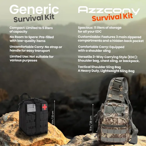 Vista 5 de Emergency Survival Kit with First Aid Gears and Supplies - EDC Go Bugout Bag - Get Home Backpack for Camping Outdoor - Tactical Military Molle Pouch