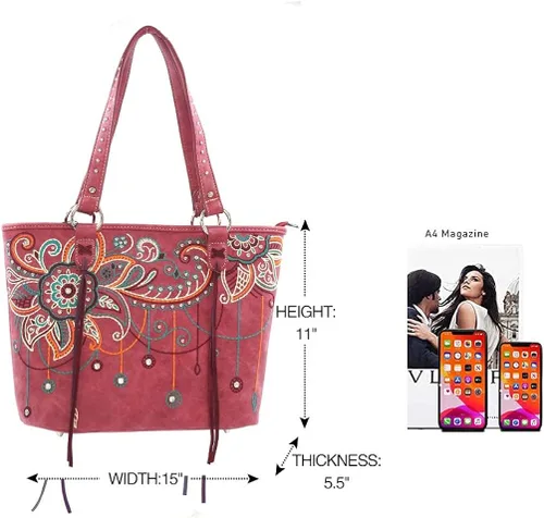 Vista 3 de Montana West Bolso de mano de cuero estilo occidental para mujer